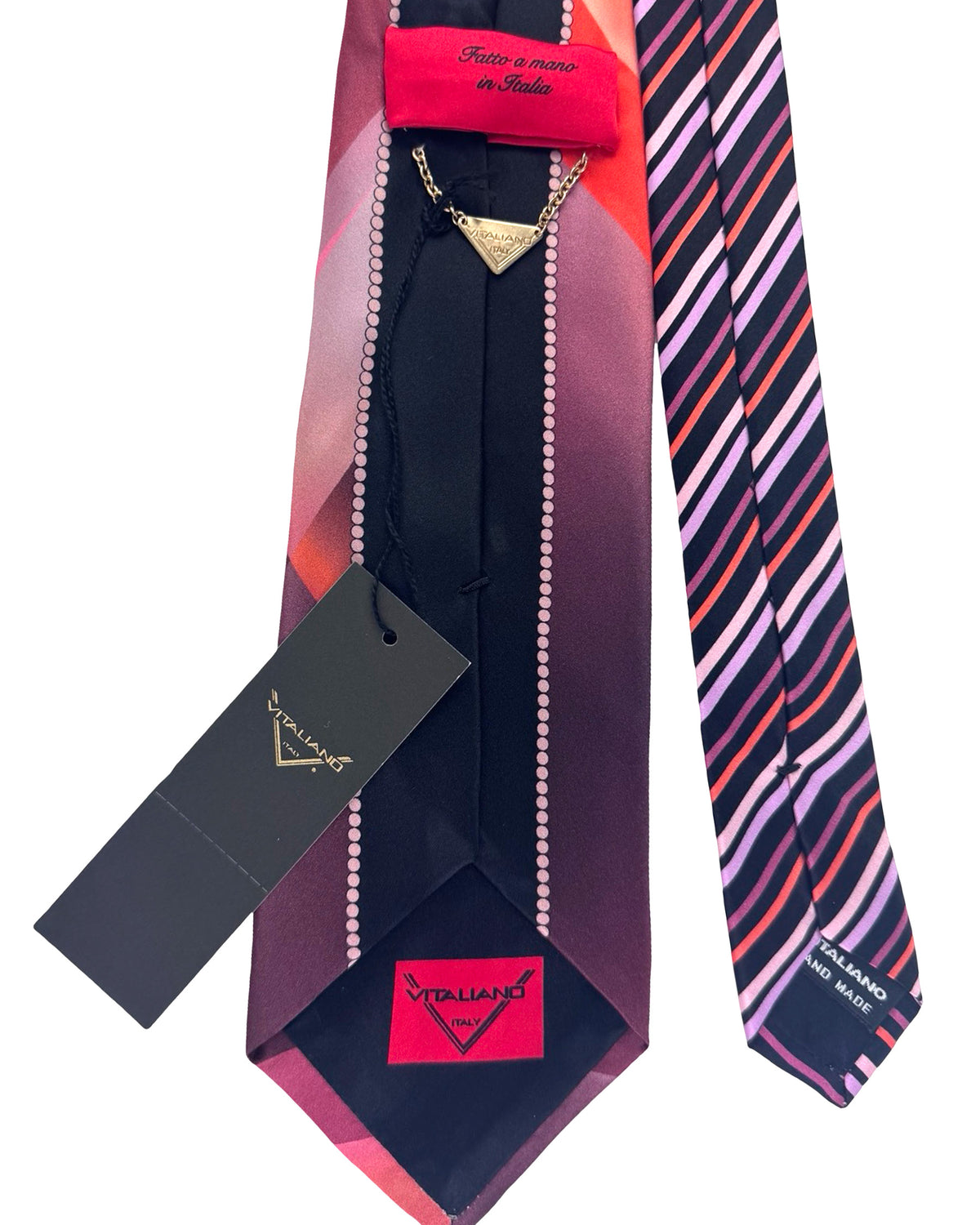 Vitaliano Pancaldi Tie Maroon Red Pink Silver
