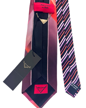 Vitaliano Pancaldi Tie Maroon Red Pink Silver