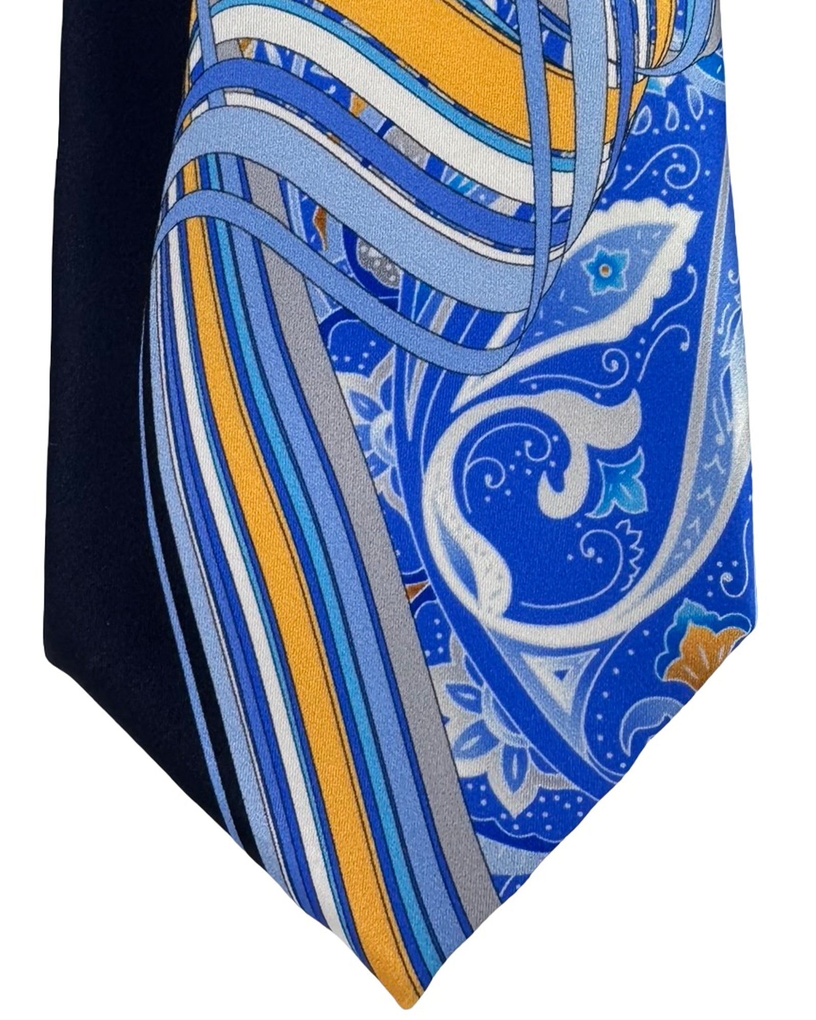 Vitaliano Pancaldi Tie Black Royal Blue Orange Swirl