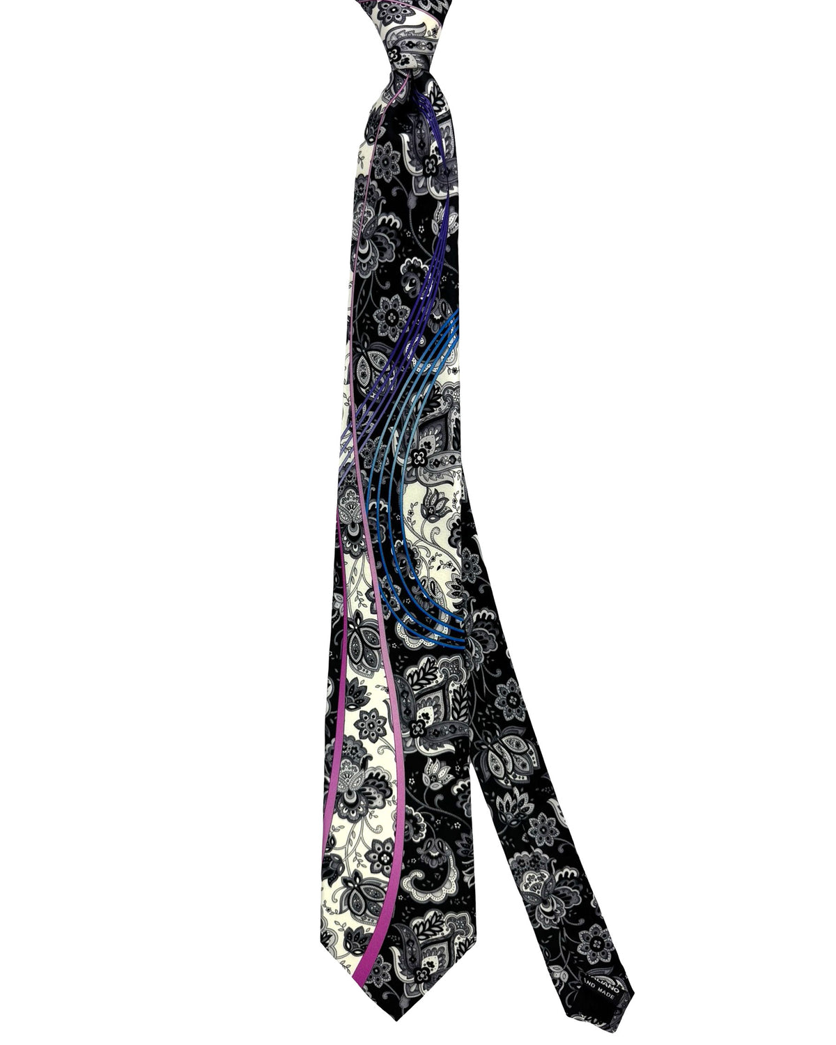 Pancaldi Tie Black Gray Ornamental