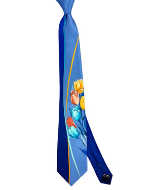 Vitaliano Pancaldi Silk Tie Blue Tulips