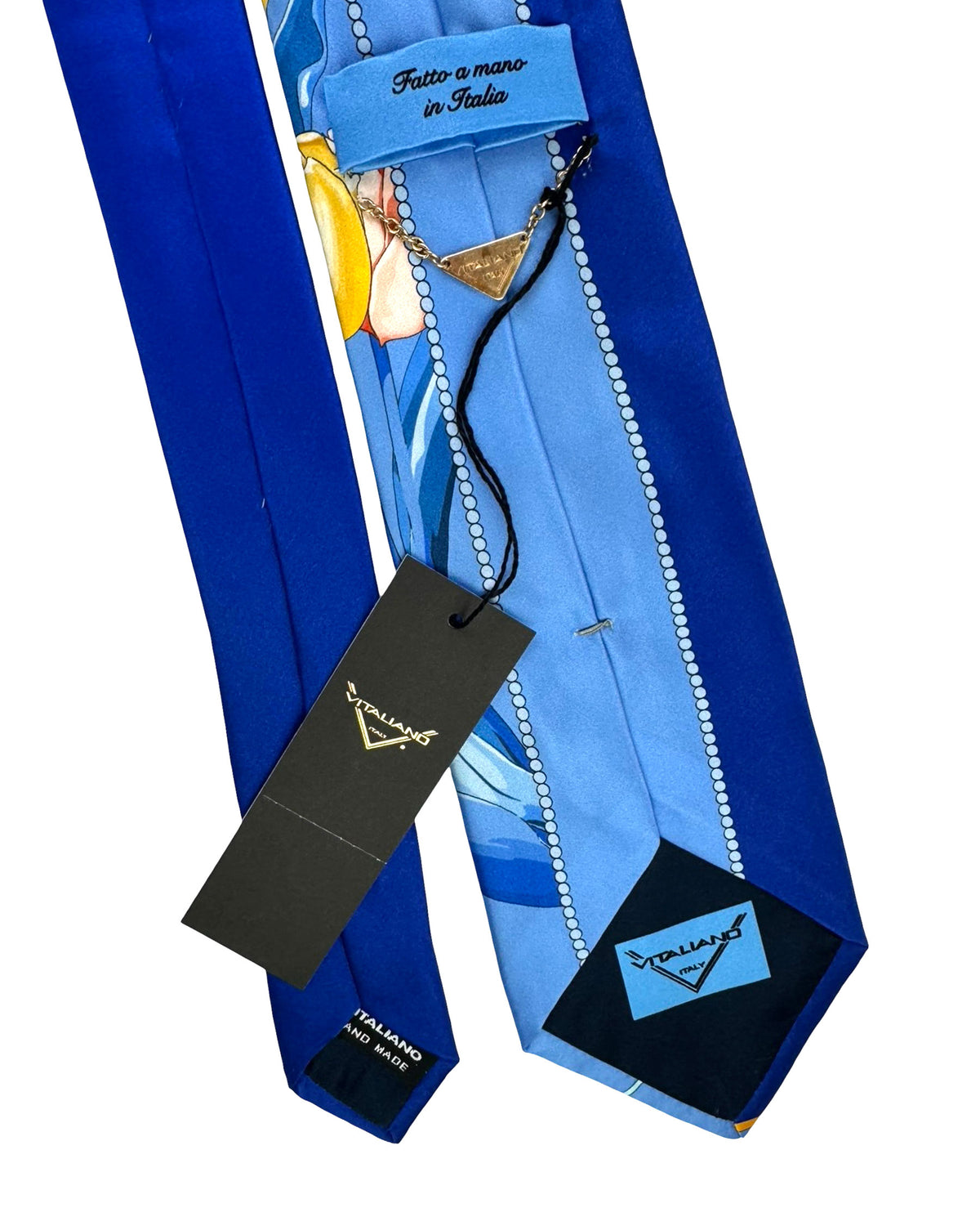 Vitaliano Pancaldi Silk Tie Blue Tulips