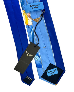 Vitaliano Pancaldi Silk Tie Blue Tulips