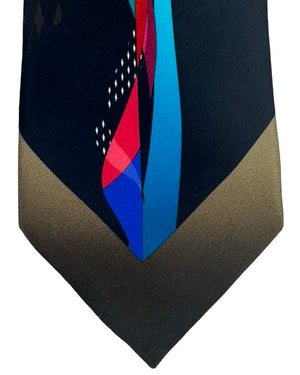 Vitaliano Pancaldi Silk Tie Black Taupe Original Design