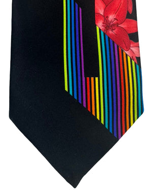 Vitaliano Silk Tie Black Red Floral - Vitaliano Pancaldi