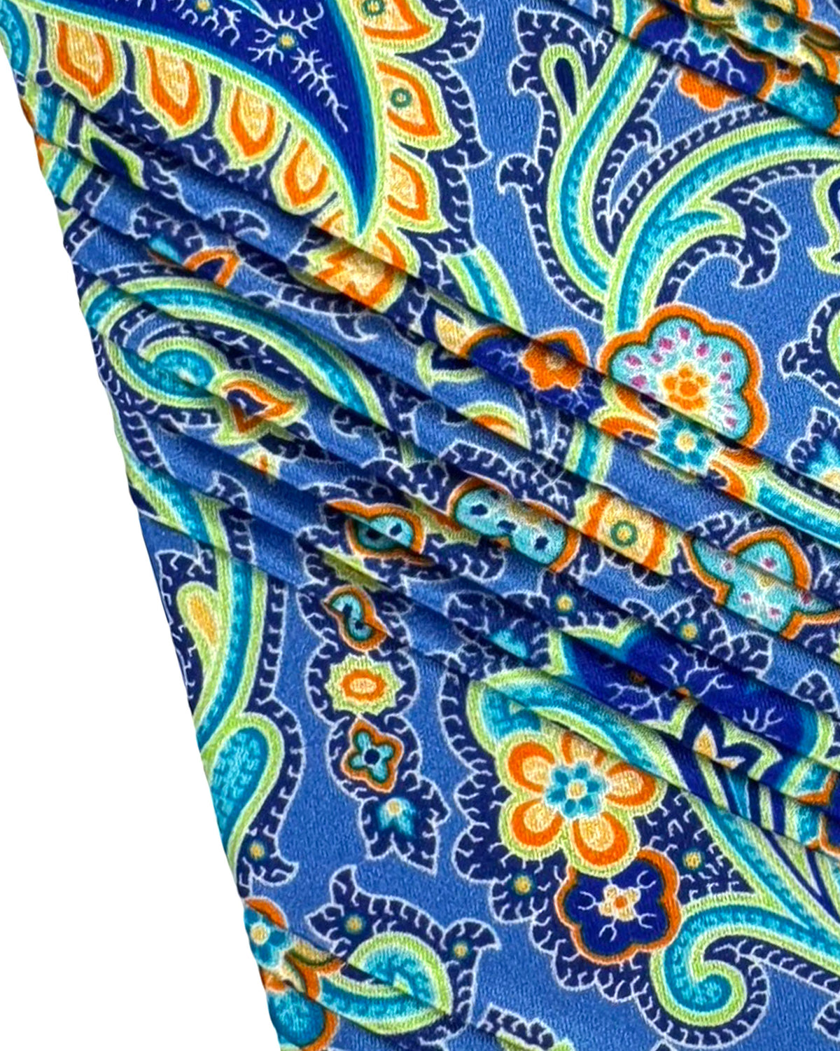 Vitaliano Pancaldi Pleated Silk Tie Royal Blue Ornamental