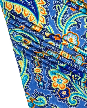 Vitaliano Pancaldi Pleated Silk Tie Royal Blue Ornamental