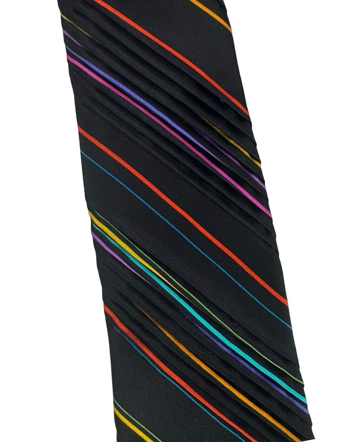 Vitaliano Pancaldi Pleated Silk Tie Black Multi Color Stripes