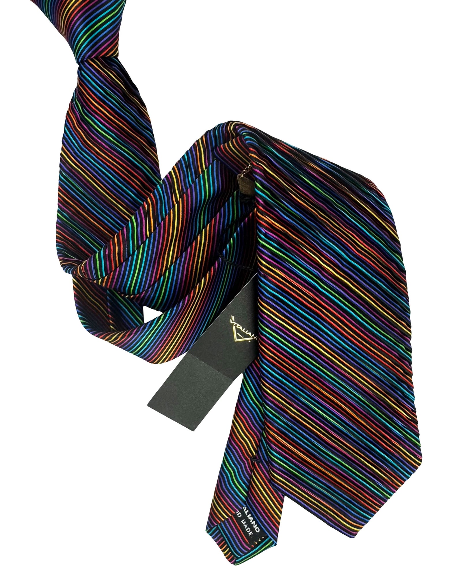 Vitaliano Pancaldi Pleated Silk Tie Striped Design