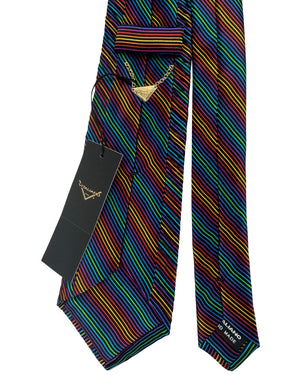 Vitaliano Pancaldi Pleated Silk Tie Striped Design