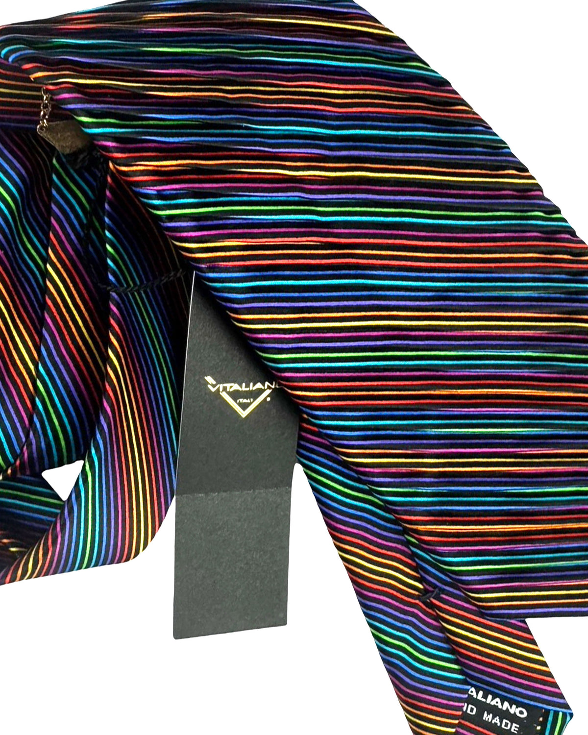 New Pancaldi Pleated Silk Tie Striped Design