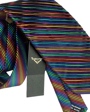 New Pancaldi Pleated Silk Tie Striped Design