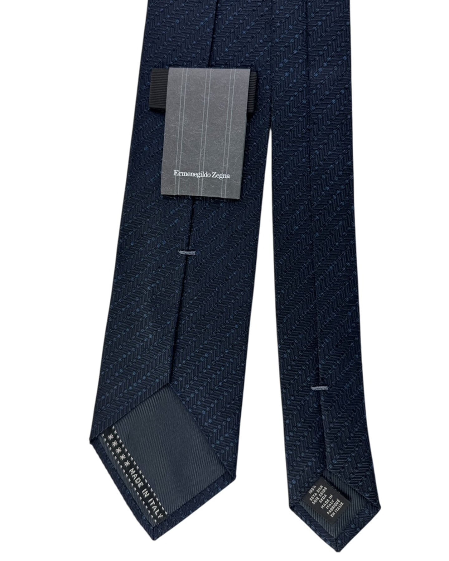 Ermenegildo Zegna Tie Dark Blue With Subtle Texture