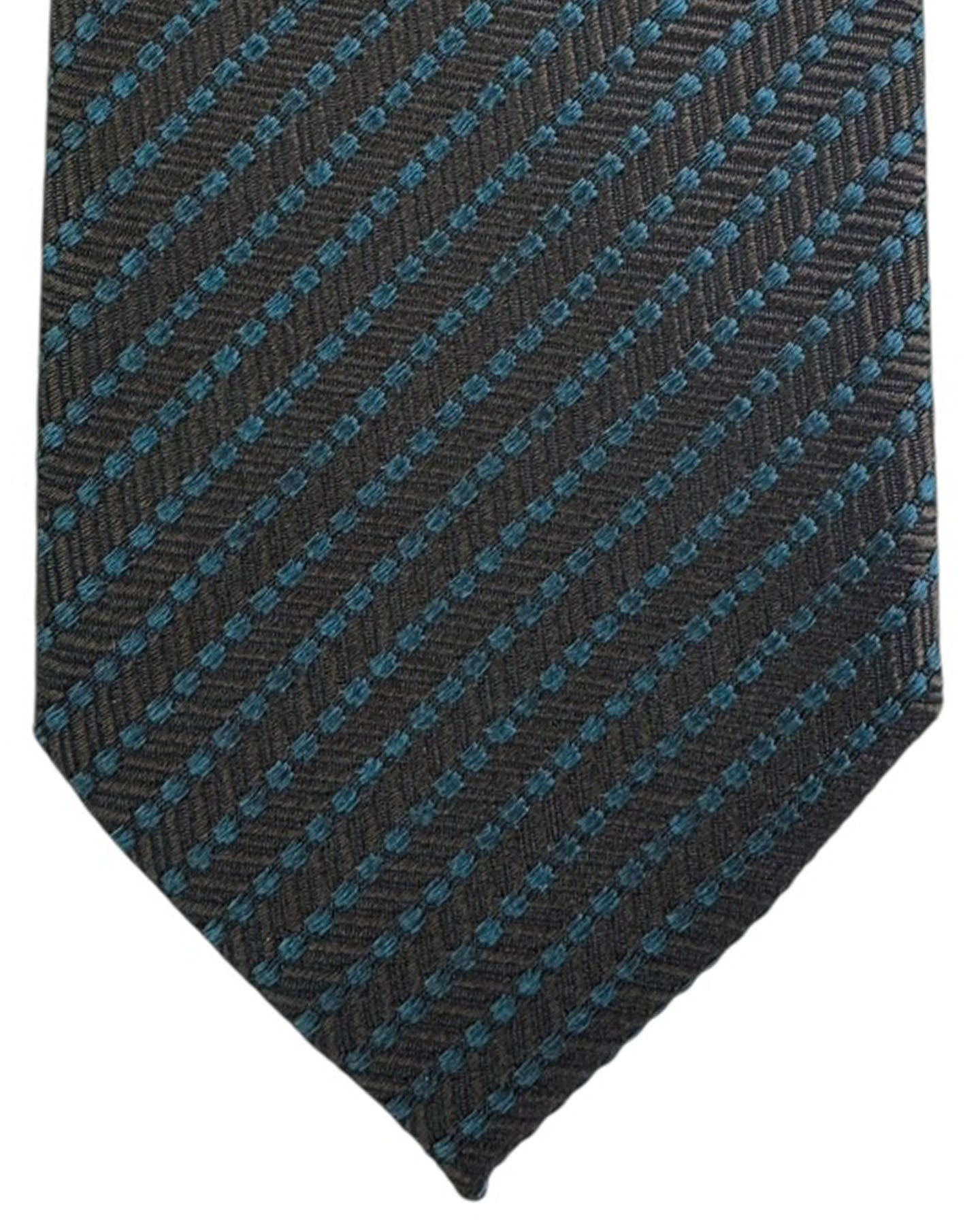 Ermenegildo Zegna Tie Brown Teal Dotted Stripes