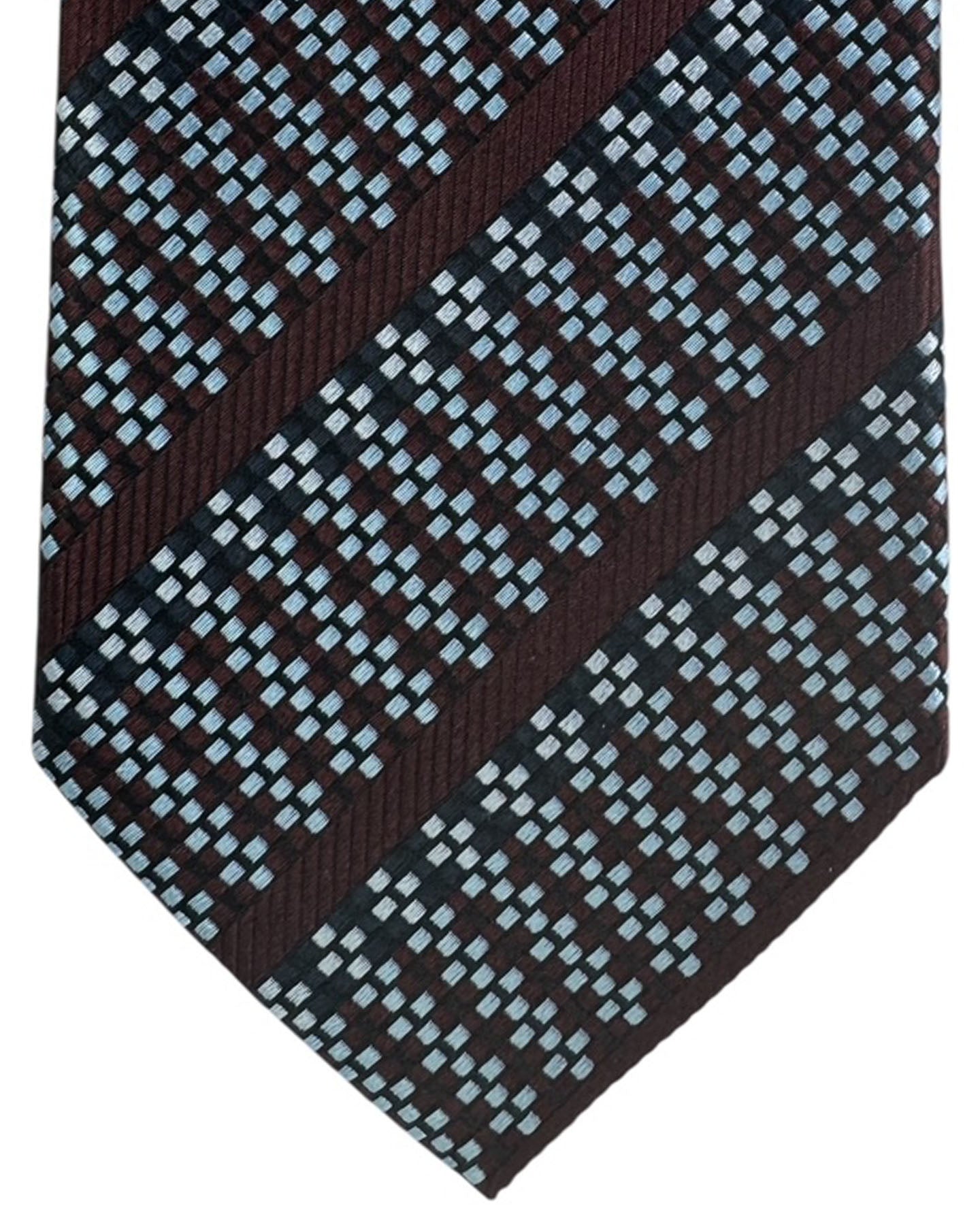 Ermenegildo Zegna Tie Maroon Stripe Grid