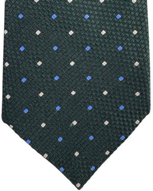 Ermenegildo Zegna Tie Sevenfold - Forest Green Square Dot Pattern
