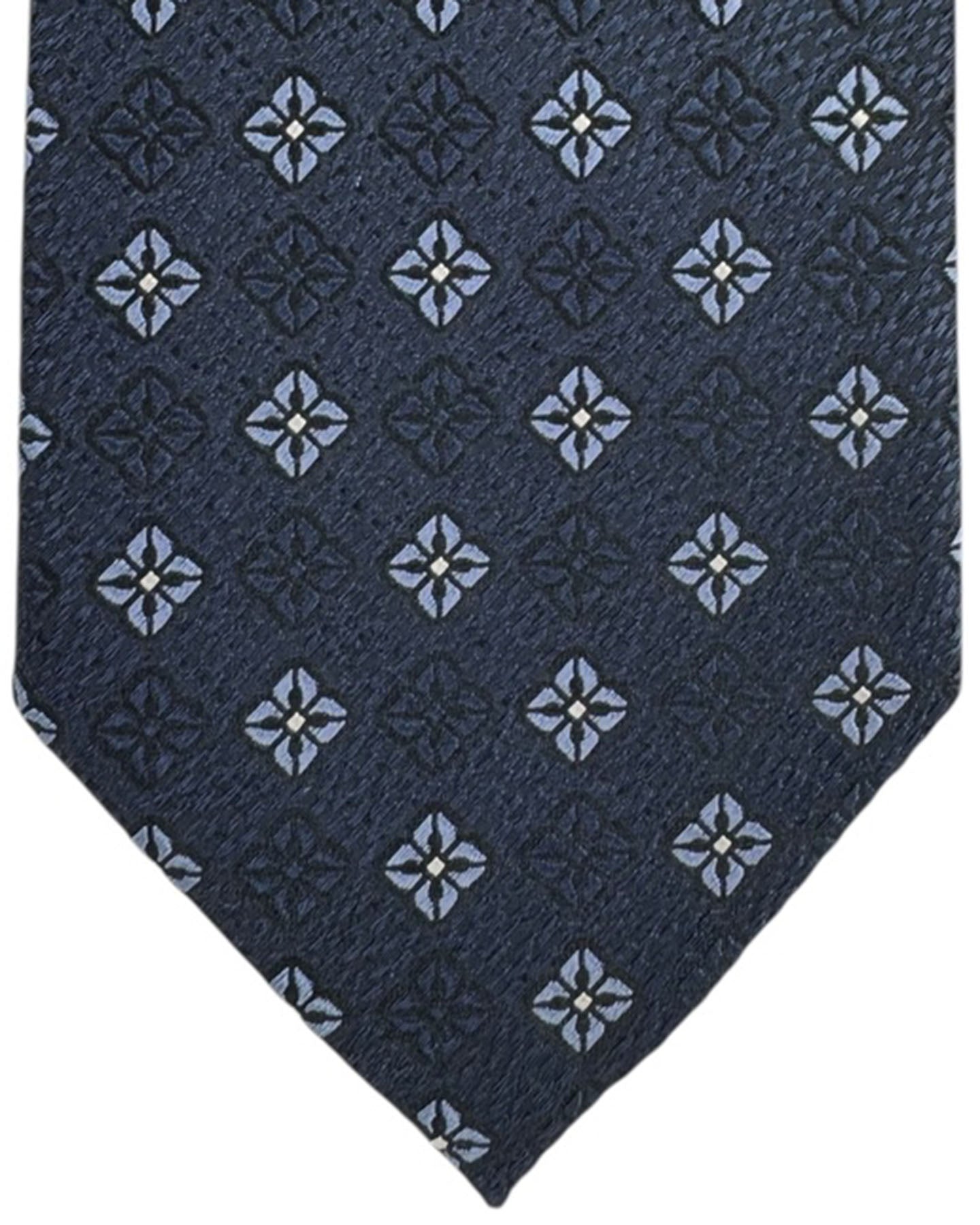 Ermenegildo Zegna Tie Navy Four-Petal Floral Medallion