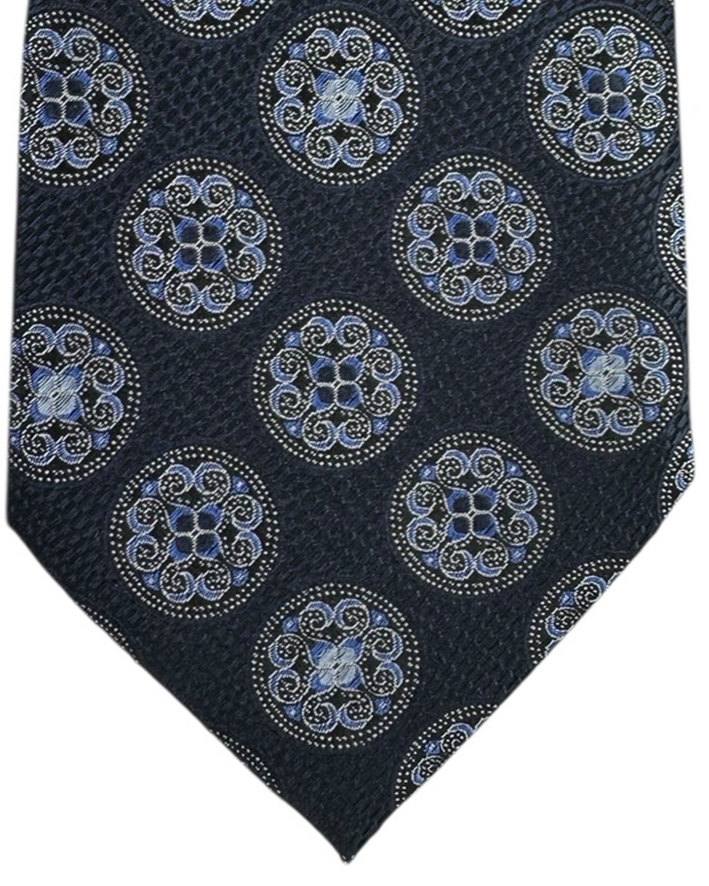 
Zegna Silk Tie Navy Ornate Medallion Circles
