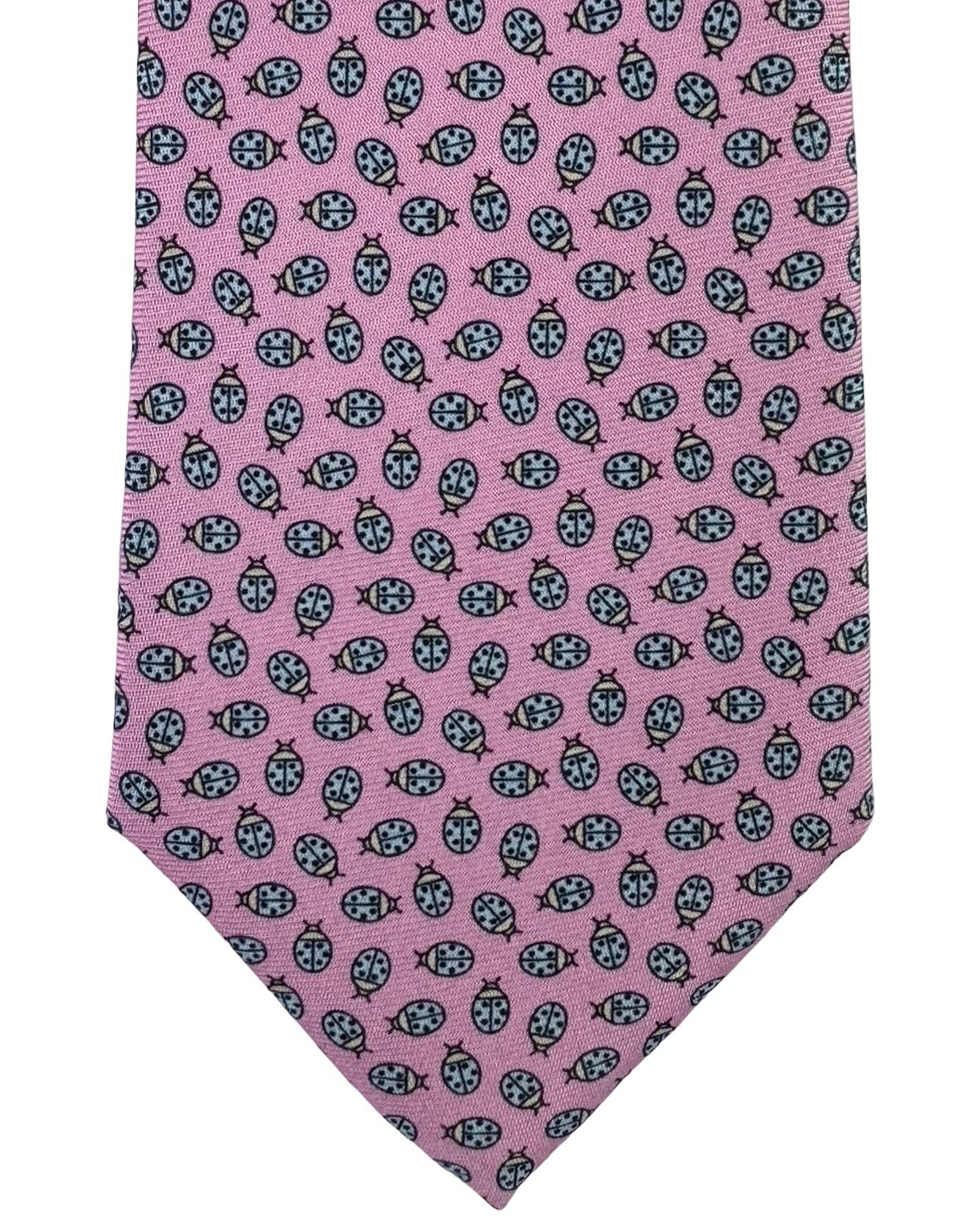 Ermenegildo Zegna Silk Tie Pink Ladybug Pattern - Narrow Cut