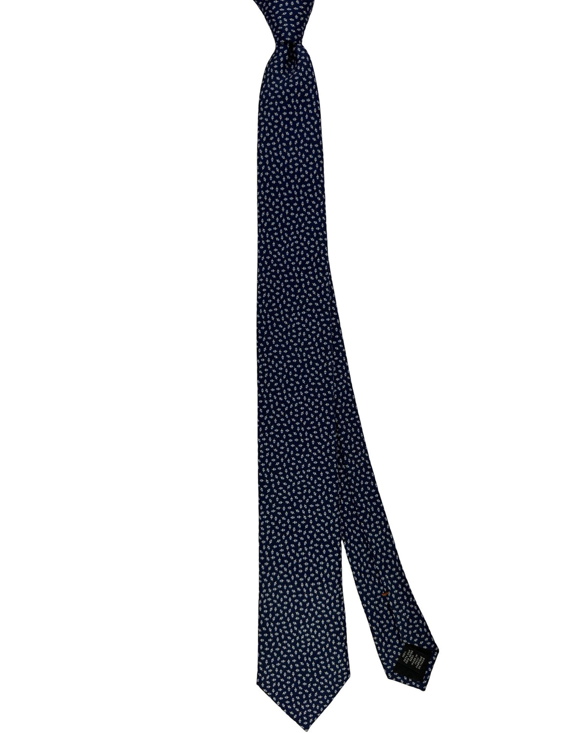 Ermenegildo Zegna Silk Tie Navy Blue Acorn Pattern - Narrow Cut