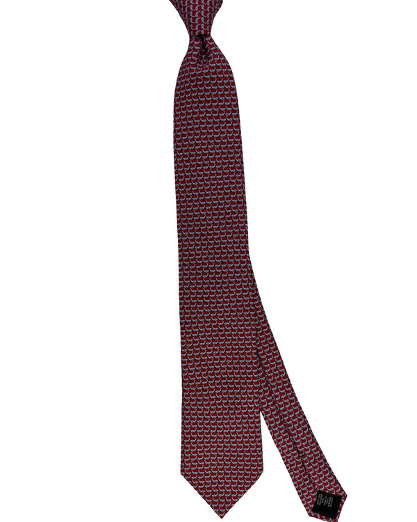 Ermenegildo Zegna Tie Dark Red Whale Novelty Pattern - Tie Deals