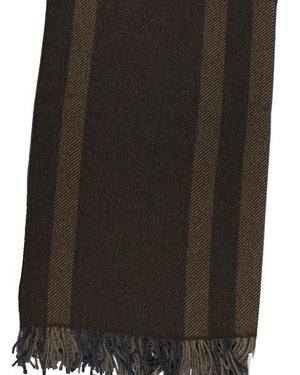 Ermenegildo Zegna Throw Blanket Brown Wool Silk Cashmere