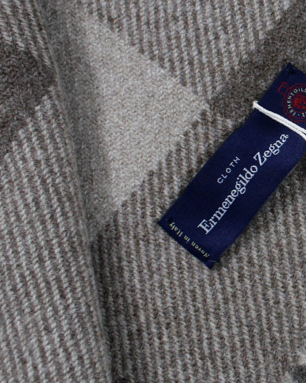 Ermenegildo Zegna Cashmere Wool Throw Blanket Gray Ceylon Green Plaid Design