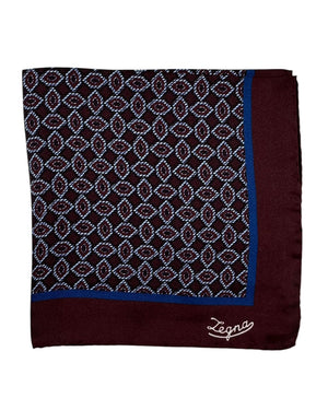 New Zegna Silk Pocket Square Maroon Design