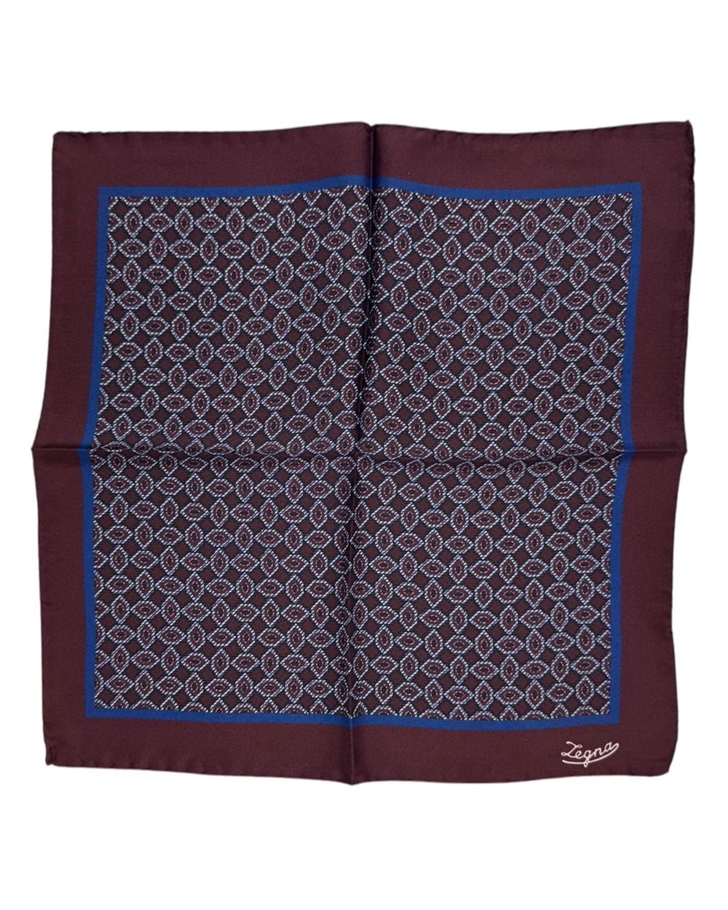 New Zegna Silk Pocket Square Maroon Design