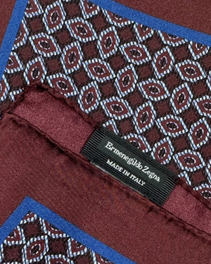 Ermenegildo Zegna Silk Pocket Square Maroon Design