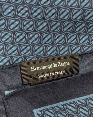 Ermenegildo Zegna Silk Pocket Square Dark Blue Z Logo