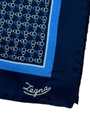 Ermenegildo Zegna Silk Pocket Square Dark Blue Design