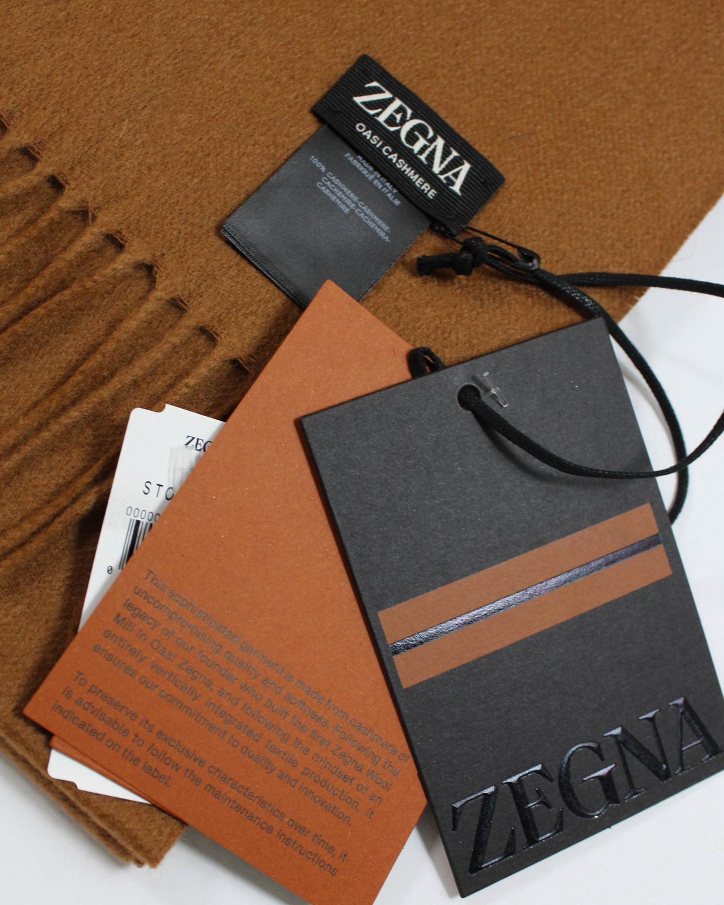 Ermenegildo Zegna Cashmere Scarf Camel Oasi SALE - Tie Deals