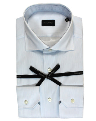 Ermenegildo Zegna Dress Shirt White Blue Stripes 41 - 16