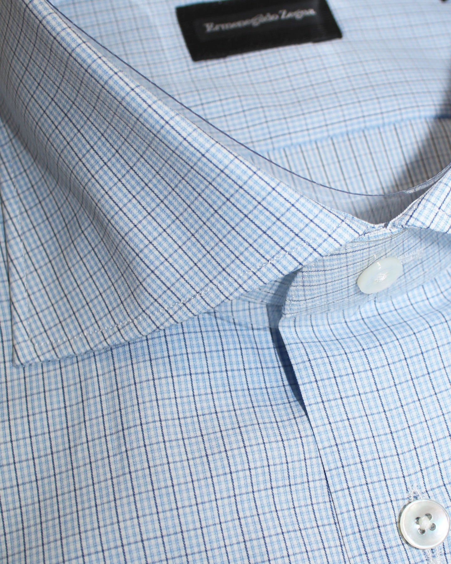 Ermenegildo Zegna Dress Shirt White Blue Black Check 40 - 15 3/4 - Tie Deals Ermenegildo Zegna Dress Shirt White Blue Black Check 40 - 15 3/4 - Tie Deals