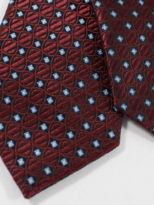 Ermenegildo Zegna Tie Maroon Blue Silver Geometric - Narrow Necktie