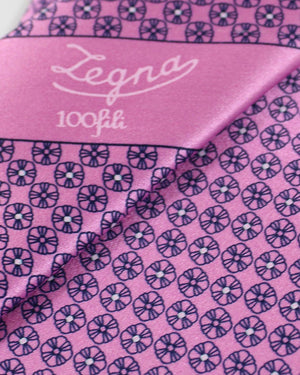Ermenegildo Zegna Silk Tie Pink Geometric - 100 Fili