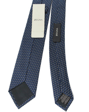 Z Zegna Tie Dark Blue Silver - Narrow Necktie