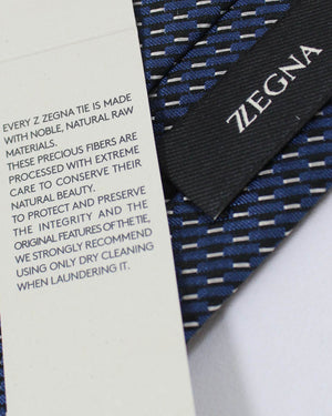 Z Zegna Tie Dark Blue Silver - Genuine