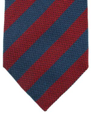 Ermenegildo Zegna Silk Tie Dark Red Dark Blue Stripes