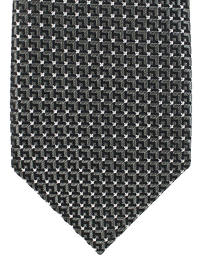 Ermenegildo Zegna Tie Black Gray Geometric Narrow Cut