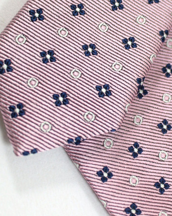 Ermenegildo Zegna Silk Tie Pink Geometric - Tie Deals