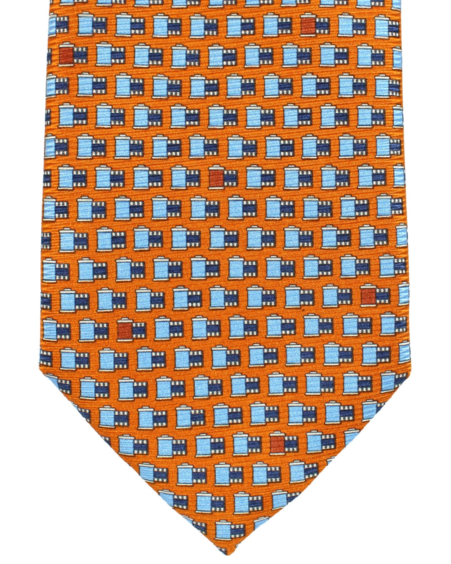 Ermenegildo Zegna Silk Tie Orange Blue Film Roll - Hand Made in Italy