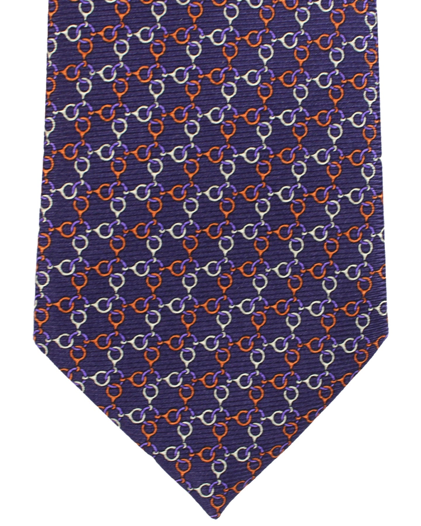 Ermenegildo Zegna Silk Tie Purple Orange White Geometric - Hand Made in Italy