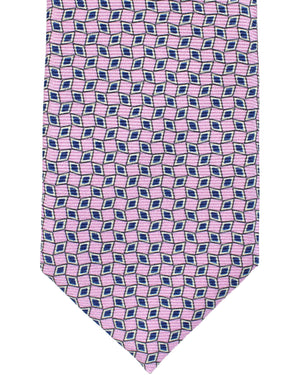 Ermenegildo Zegna Sevenfold Tie Pink Geometric - Zegna 5 Pieghe Narrow Tie