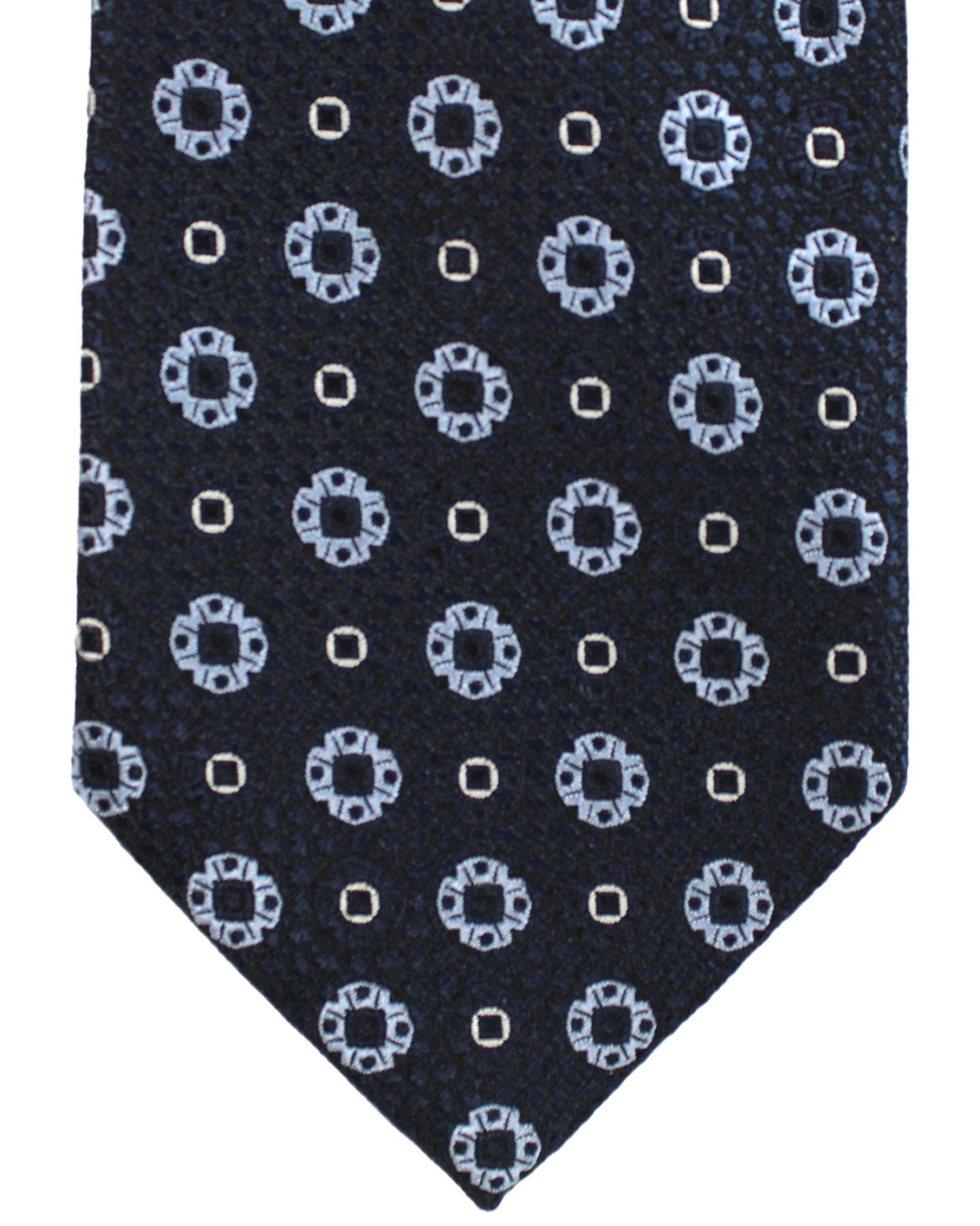 Ermenegildo Zegna Silk Tie Black Silver Geometric - Hand Ermenegildo Zegna Silk Tie Black Silver Geometric - Hand