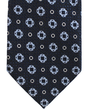 Ermenegildo Zegna Silk Tie Black Silver Geometric - Hand Made in Italy