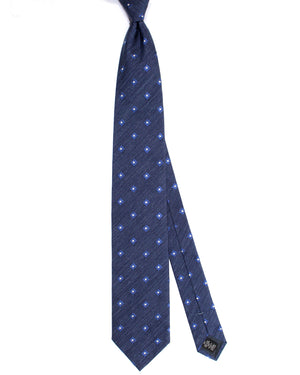 Ermenegildo Zegna Silk Tie Dark Blue Silver Floral - Hand Made in Italy
