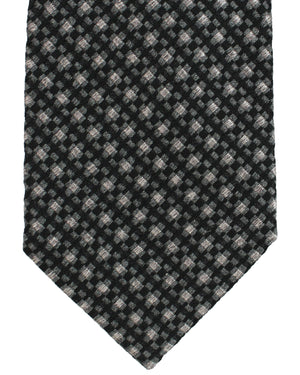 Ermenegildo Zegna Silk Tie Black Gray Geometric - Hand Made in Italy