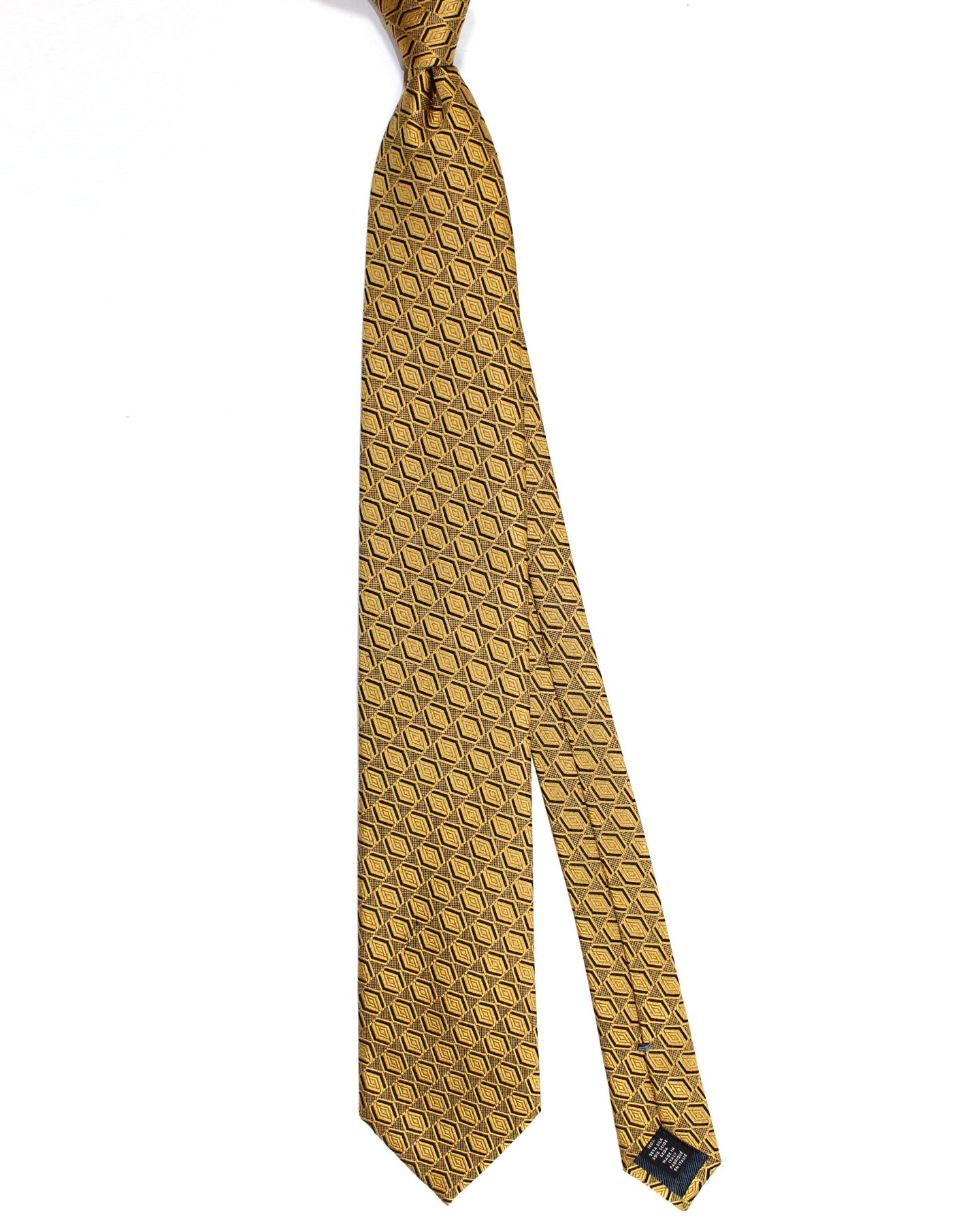 Ermenegildo Zegna Silk Tie Mustard Gold Geometric - Hand Made in Italy